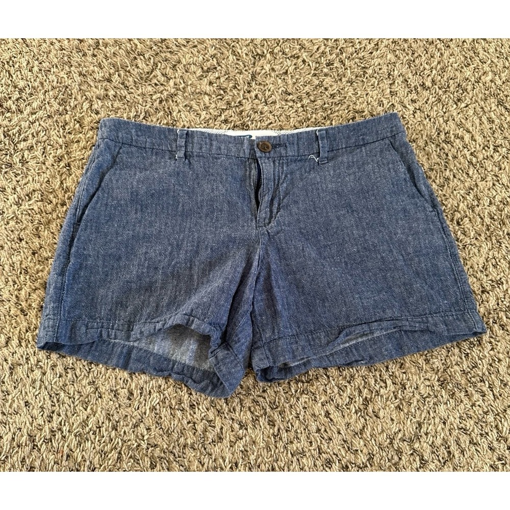 Women’s Blue Linen-Blend Casual Shorts